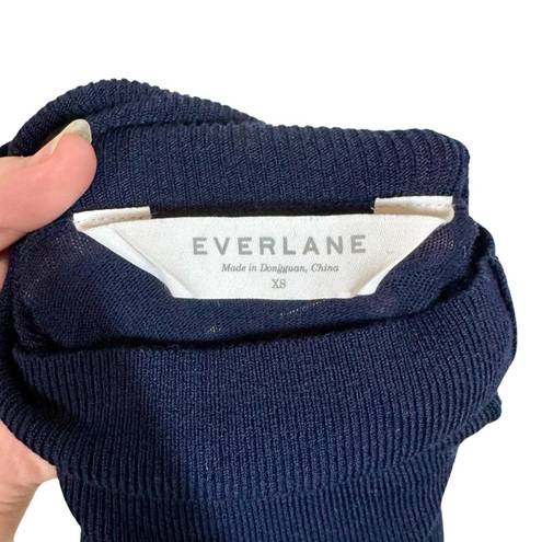 Everlane Luxe Wool Square Turtleneck in Navy Blue 100% Merino Wool