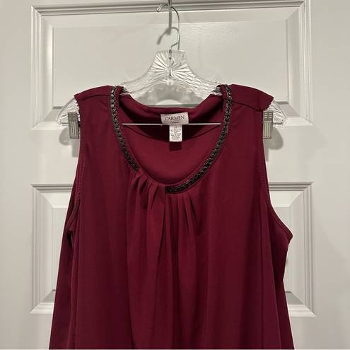 Carmen Marc Valvo Carmen by  Maroon Sleeveless Blouse 2X