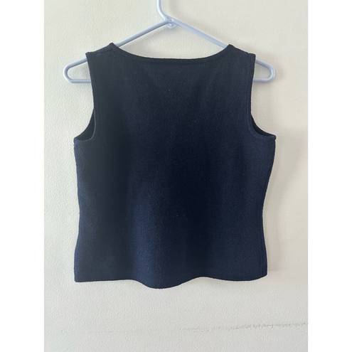 St. John  Tank Sweater Wool Sleeveless Scoop Neck Navy Blue Small