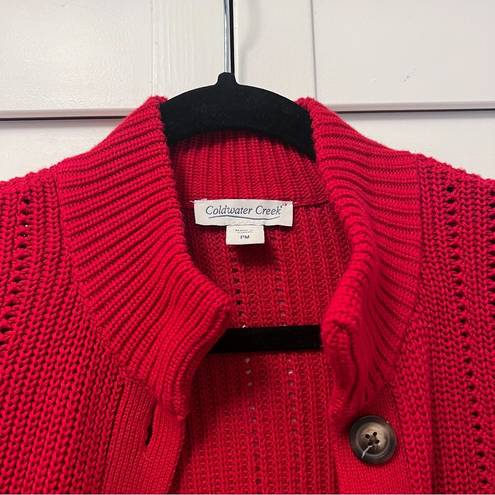 Coldwater Creek Red Knit Cardigan PM Petite Medium