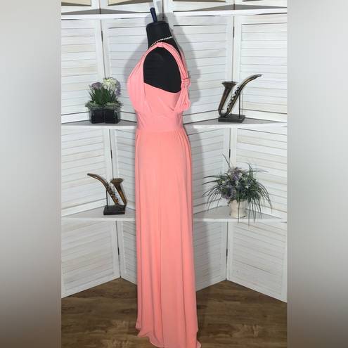 White House | Black Market  coral color chiffon floor length formal dress Sz 6