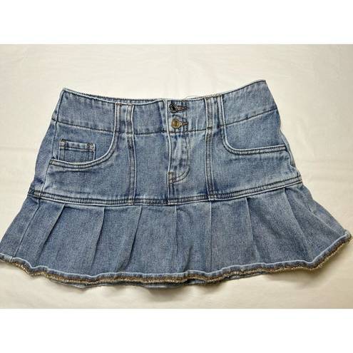 PacSun Medium Blue Pleated Low Rise Denim Skirt In Size 24