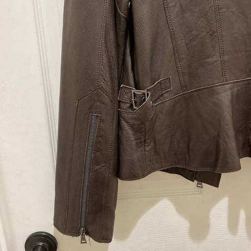 Marc New York  Dark Brown Leather Bomber Jacket Medium