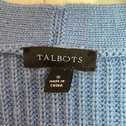 Talbots  blue shaker knit vneck cardigan size small