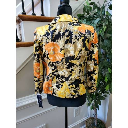 Jones Wear  Women's Floral Polyester Long Sleeve Single Breasted Blazer Size 6P