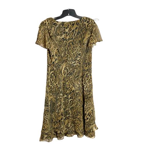 Scarlett Black & Golden Brown Swirl Leopard Print Dress Wm 8