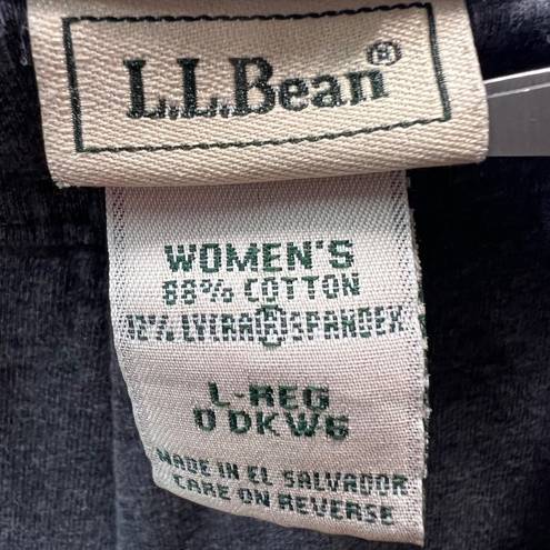 L.L.Bean  Womens Stretch Pull On Pants Sz L Gray Elastic Waist Straight High Rise