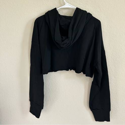 Naked Wardrobe NWT  Black Zip Up Cropped Boxy Hoodie