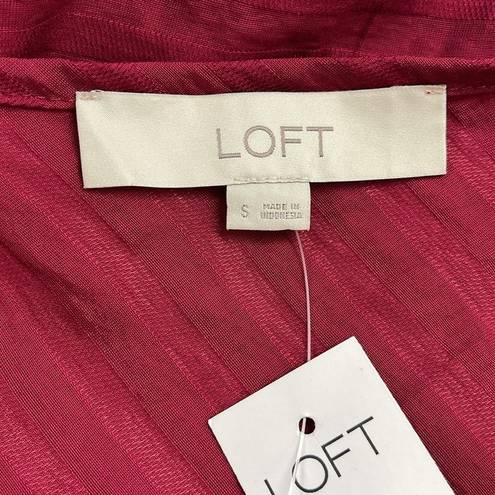 Loft  NWT Berry Striped V Wrap Back Long Sleeve Cropped Top Size Small