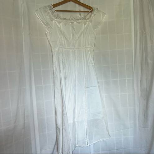 Mango 100% cotton off shoulder peasant midi dress button front size 6