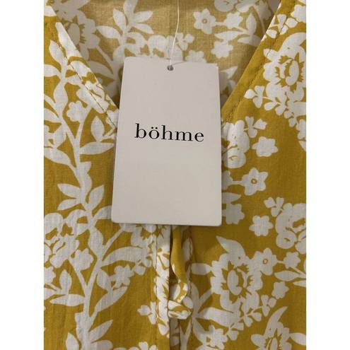 Bohme  Blouse Short Sleeve Mustard Floral Print Size Small Women’s NWT