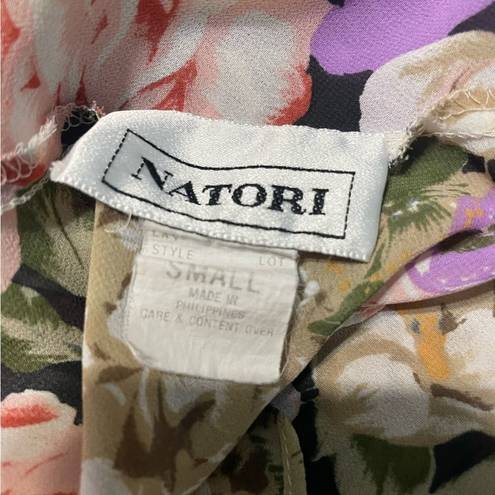 Natori Vintage  Set Chemise And Robe Floral Rose Print With Lace Trim Size Small