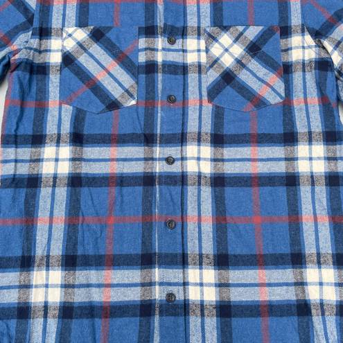 Quiksilver Vintage  Blue Plaid Long Sleeve Flannel