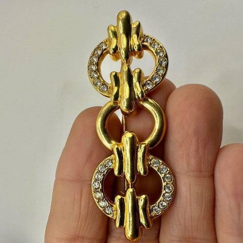 Swavorski Vintage Swarovski swan circle bar gold tone brooch