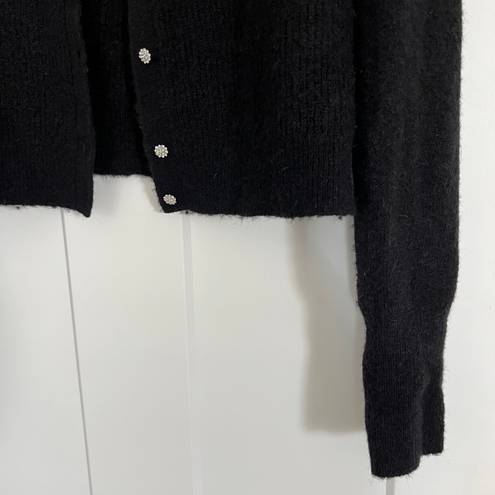 Boden USA Boden Jewel Button Fluffy Black Cardigan