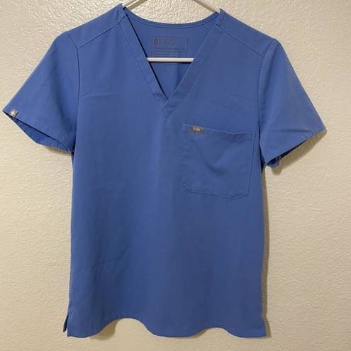 FIGS V Neck Short Sleeve Scrub Top Blue Size XS