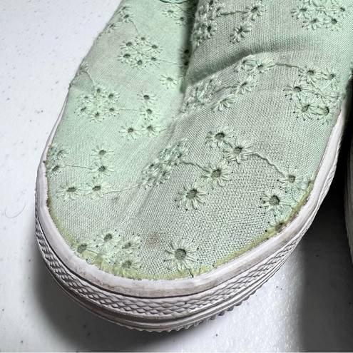 American Eagle  7W Mint Green Eyelet Canvas Slip-On Shoes