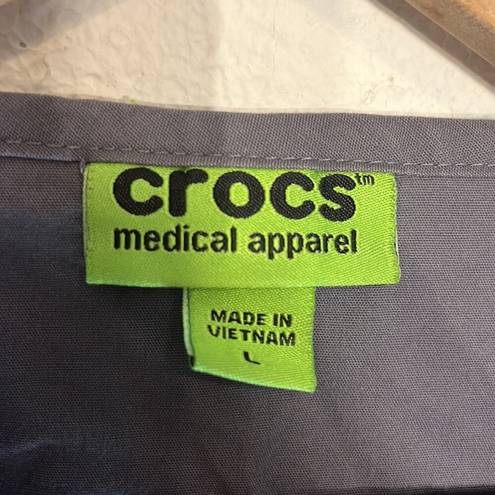 Crocs  Medical Apparel Scrubs Top Size Large Gray V Neck Unisex Neutral