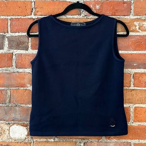 St. John NWOT  Sport navy blue nautical embroidery knit tank top size P (XS)