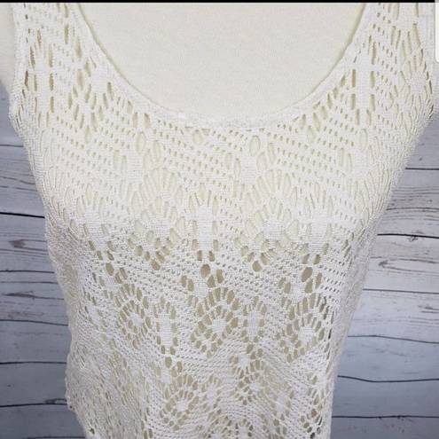 Kirra  Cream & Gold Metallic Mesh Tank Top Small