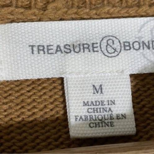 Treasure & Bond  Sweater Mock Neck Distressed trim Tan NWT Medium