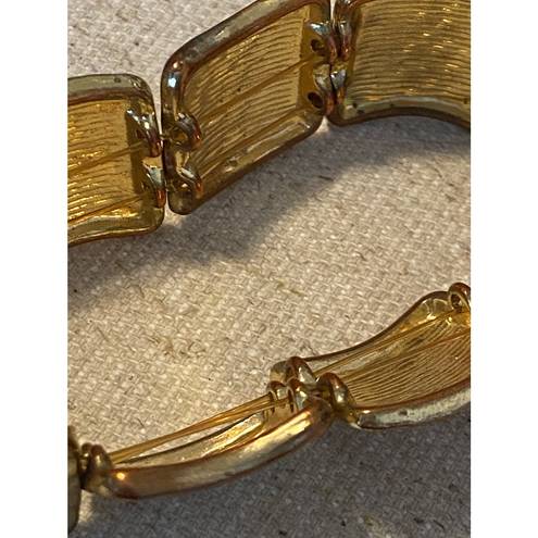 Unique Vintage Vintage Hammered Square cuff bracelet gold tone
