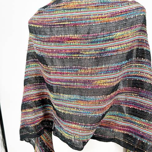 Forever 21  Womens Striped Metallic Yarn Fringe Tassel Trim Wrap Scarf One Size