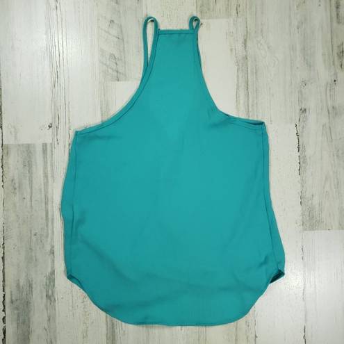 Lily White  Faux Wrap Teal Blue High Low Racerback Tank Top Women's Size XS