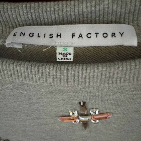 English Factory  long sleeve crew neck sweatshirt w jewel embellishments S NWOT