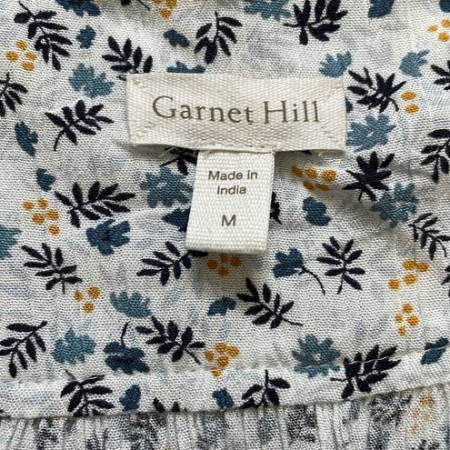 Garnet Hill  sz M blue ditsy floral long sleeve blouse