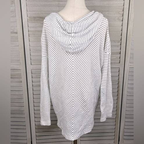 Roxy  Lightweight Knit Pullover Hoodie White w Black Stripes-XL