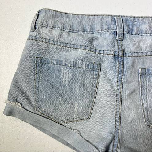 Forever 21  Light Wash Distressed Cuffed High Waist Jean Shorts