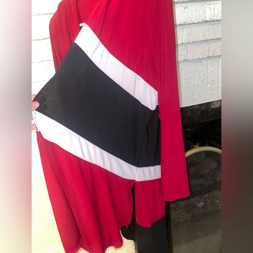 Tiana B  Black With Built in Cardigan Red White and Black Long Sleeve Size 14W