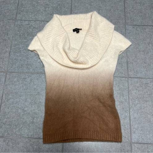 Bebe  Angora Blend Cap Sleeve Cowl Neck Cream Brown Two Tone Ombre Sweater S