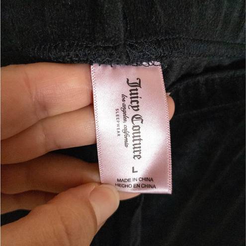 Juicy Couture  Sleepwear Black Velour Jogger Pajama Pants Studded Women's Large