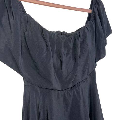 Amanda Uprichard Delilah Black Silk Off Shoulder Mini Dress