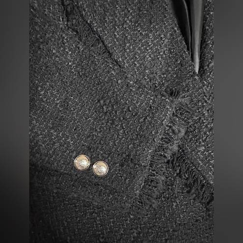 Mango MNG  Black Tweed Blazer Suit Jacket Size XL; measurements in pictures