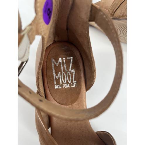 Miz Mooz  Ankle Strap Sandals Sz 38 Brown Leather Low Heel