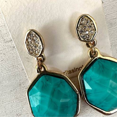 Amrita Singh  blue and crystal drop post earrings