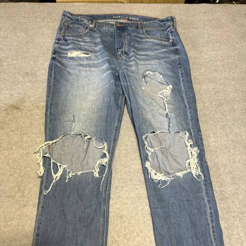 American Eagle  Womens Jeans Size 16R Tom Girl Button Fly Distressed Loose Boho