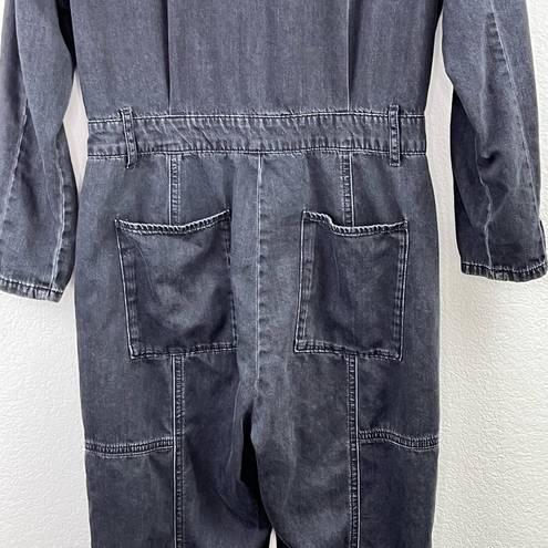 Good American Black Long Sleeve Zip Front Patch Pocket Jumpsuit Size 2/Medium