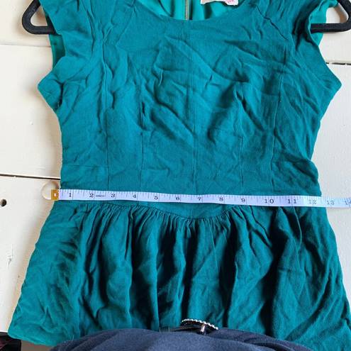 Rebecca Taylor  Dress Womens Small Blue Green Cap Sleeve Round Neck Mini Viscose