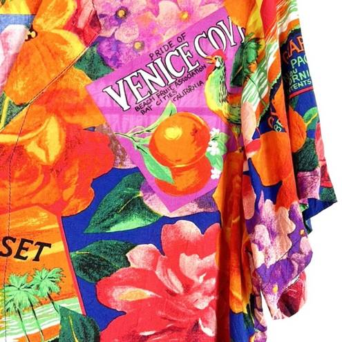 Jams World  Timeless Camp Hawaiian vintage tropical print button up top M