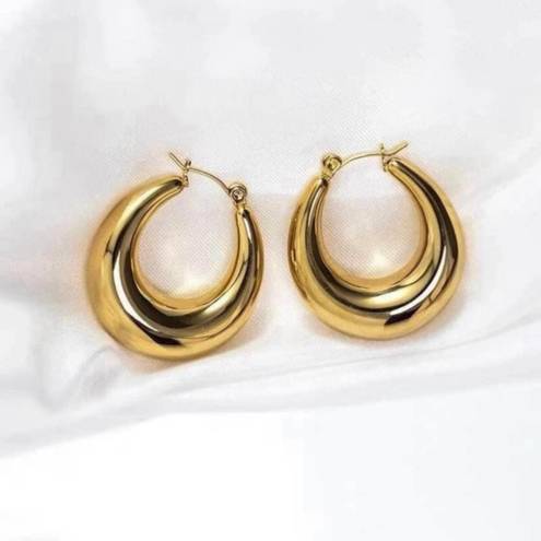 18K Gold Plated Chunky Hoop Earrings for Women