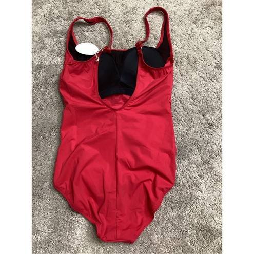 Gottex New.  red ruched swimsuit. Size 12. Retails $168