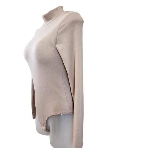 Klassy Network  Mock Neck Plush Long Sleeve Brami Bodysuit Built In Bra Size M
