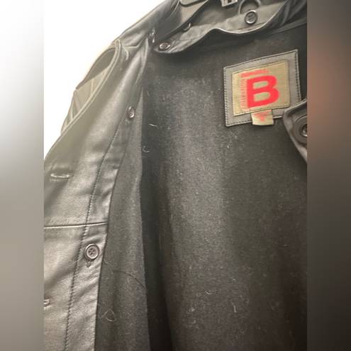 Bernardo B  Connection Black long Leather Jacket removable liner Sz medium