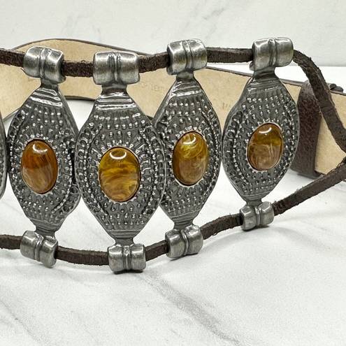 Chico's  Vintage Brown Boho Cabochon Studded Belt Size Small S Medium M Womens