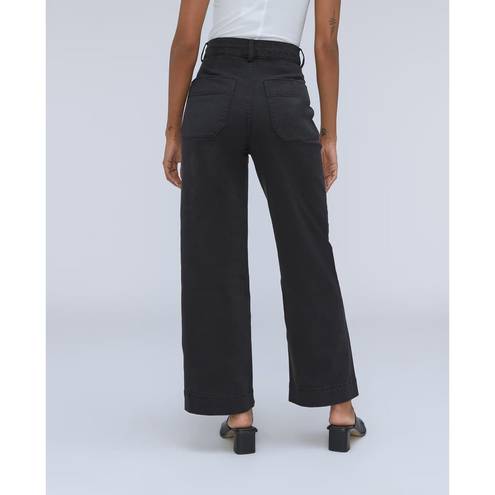 Everlane NWT  The Organic Crop Wide-Leg Twill Pant Black Size 4