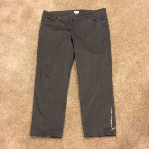 Cache  Olive Cropped Pants Side Zippers Size 12